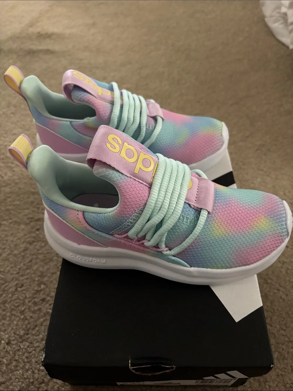 Adidas Lite Racer Kids Pastel Tie-Dye Slip-On Sneakers size 12